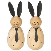Artículo Figura decorativa de conejo de madera, perfecta para una decoración tranquila y atemporal, 15cm, 2 piezas