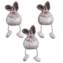 Artículo Taburete con borde de conejo decorativo de cerámica Bunny 6,5×7×9,5cm 3 piezas
