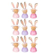 Artículo Decoración de mesa de conejo de Pascua para primavera, conejitos decorativos con sombreros, 7 cm, 9 piezas