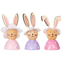 Artículo Decoración de mesa de conejo de Pascua para primavera, conejitos decorativos con sombreros, 7 cm, 9 piezas