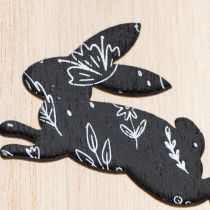 Artículo Huevos de Pascua de madera para colgar, blancos y negros, 10 cm, 6 unidades
