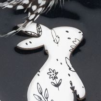 Artículo Huevos de Pascua de madera para colgar, blancos y negros, 10 cm, 6 unidades
