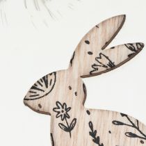 Artículo Huevos de Pascua de madera para colgar, blancos y negros, 10 cm, 6 unidades