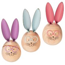 Artículo Figuras decorativas de conejo con caras para dar un toque divertido a mesas y estanterías, 14 cm, 3 piezas
