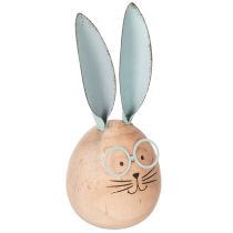 Artículo Figuras decorativas de conejo de madera con caras para acentos lúdicos en mesas y estanterías, 14 cm, 3 piezas