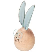 Artículo Figuras decorativas de conejo de madera con caras para acentos lúdicos en mesas y estanterías, 14 cm, 3 piezas