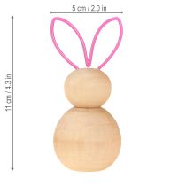Artículo Figura decorativa de conejo de madera con orejas de alambre para decoraciones modernas de Pascua, 11 cm, 4 piezas