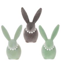 Artículo Decoración de conejo de Pascua con collar de perlas, conejito para sala y mesa de Pascua, 13cm, 3 piezas