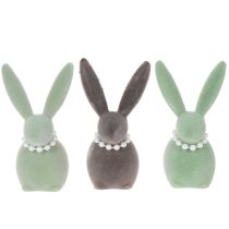 Artículo Decoración de conejito de Pascua con collar de perlas, conejito para sala de estar y mesa de Pascua, 13 cm, 3 piezas