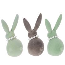 Artículo Decoración de conejito de Pascua con collar de perlas, conejito para sala de estar y mesa de Pascua, 13 cm, 3 piezas