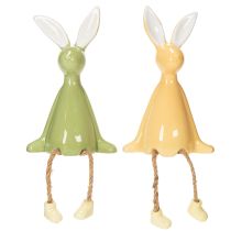 Artículo Estante decorativo de cerámica con forma de conejito de Pascua para un ambiente alegre, 22 cm, 2 piezas