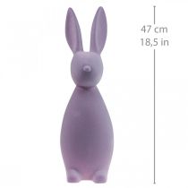 Artículo Conejito de Pascua decorativo – Segunda opción – Flocado lila morado (alto 47 cm)