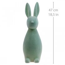 Artículo Conejito de Pascua decorativo, flocado, gris verdoso, 47 cm de alto
