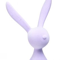 Artículo Conejo de Pascua sentado, flocado, lila, 56 cm