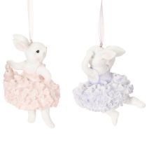 Artículo Colgantes de conejito bailarina, un detalle destacado para ramas de Pascua o árboles de Navidad, 12 cm, 2 piezas