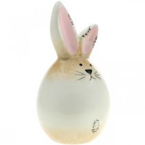 Artículo Conejito de pascua huevo blanco de cerámica figura decorativa conejo Ø6cm H11.5cm