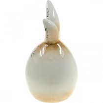 Artículo Conejito de pascua huevo blanco de cerámica figura decorativa conejo Ø6cm H11.5cm