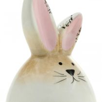 Artículo Conejito de pascua huevo blanco de cerámica figura decorativa conejo Ø6cm H11.5cm