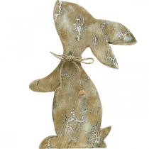 Artículo Conejito de madera, primavera, conejito de Pascua sentado, decoración de Pascua con estampado natural, blanqueado Al. 26 cm