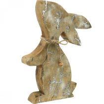 Artículo Conejito de madera, primavera, conejito de Pascua sentado, decoración de Pascua con estampado natural, blanqueado Al. 26 cm