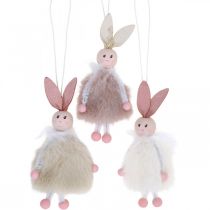 Conejitos, decoraciones de Pascua, colgantes de primavera, conejitos de Pascua para colgar beige, rosa, blanco H12.5cm 3pcs