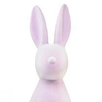 Artículo Decoración de conejo de Pascua de pie (2.ª opción), lila flocado, 47 cm de alto.
