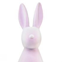 Artículo Conejito de Pascua decorativo de pie flocado lila Al. 47 cm