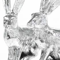 Artículo Conejito de Pascua Sentado Conejo Plateado Figura Decorativa Pascua 13cm 2uds