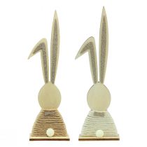Artículo Conejitos con purpurina decoración de mesa de conejitos de madera Pascua Al. 36 cm 2 piezas