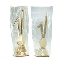 Artículo Conejitos con purpurina decoración de mesa de conejitos de madera Pascua Al. 36 cm 2 piezas