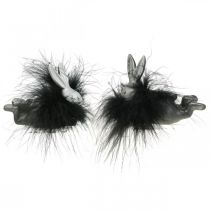 Artículo Conejito de Pascua decoración plata pluma boa conejo figura Pascua 8cm 2pcs