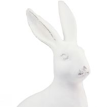 Artículo Conejo sentado conejo decorativo decoración de piedra artificial blanco Al. 27 cm