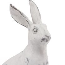 Artículo Conejo sentado conejo decorativo piedra artificial blanco gris Al. 21,5 cm