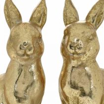 Artículo Conejito decorativo dorado sentado, conejito para decorar, pareja de conejitos de pascua, H16.5cm 2pcs