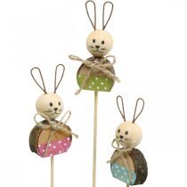 Conejito flor palo madera óxido decoración Pascua conejito en palo 8cm 9pcs