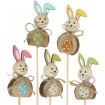 Artículo Conejito de Pascua de madera, tapón de flor Pascua, tapón de conejito 8cm 8pcs