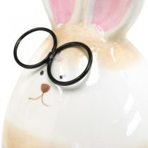 Conejitos de Pascua de cerámica con vasos, pareja de conejitos de decoración de Pascua H19cm 2pcs
