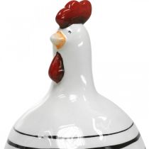 Artículo Pollo decorativo rayado blanco y negro figura de cerámica Pascua H17cm 2pcs