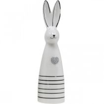 Artículo Conejito de cerámica Blanco Negro Corazón Rayas Al. 30 cm