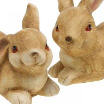 Conejito de pascua tumbado pareja de conejos de cerámica marrón figura decorativa 15,5cm 2uds