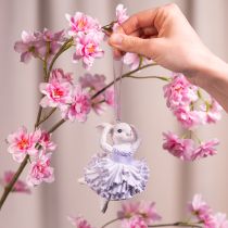 Artículo Colgantes de conejito bailarina, un detalle destacado para ramas de Pascua o árboles de Navidad, 12 cm, 2 piezas