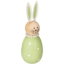 Artículo Figuras decorativas de conejo en madera pastel, conejitos de Pascua con collar de perlas, 14,5 x 5 cm, 3 piezas
