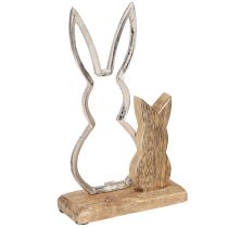 Artículo Conejo decorativo de metal y madera – Figura de Pascua moderna en diseño natural 22cm 2 uds
