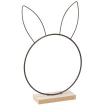 Artículo Anillo Decorativo Conejo Metal Madera Natural Negro Ø20cm 2uds