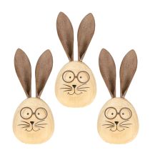 Artículo Figura decorativa de conejo en forma de huevo con carácter para decoración primaveral y de temporada, 14 cm, 3 piezas