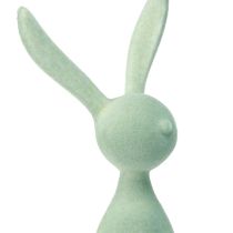Artículo Conejito de Pascua para estantes, flocado, verde/marrón, 28 cm, 3 piezas