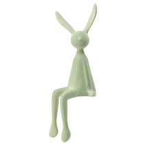 Artículo Conejito de Pascua para estantes, flocado, verde/marrón, 28 cm, 3 piezas