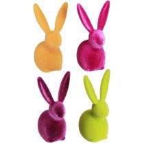 Artículo Conejitos de Pascua pequeños, coloridos y aterciopelados, 13 cm, 8 piezas