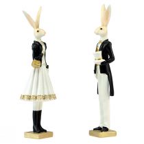 Artículo Decoración de conejos par de conejos decoración de mesa blanca y dorada negra Al 32 cm 2 piezas