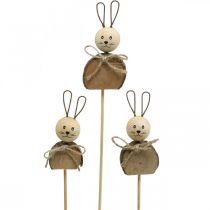 Conejito flor palo madera óxido Pascua Conejo decoración naturaleza 8cm 8pcs